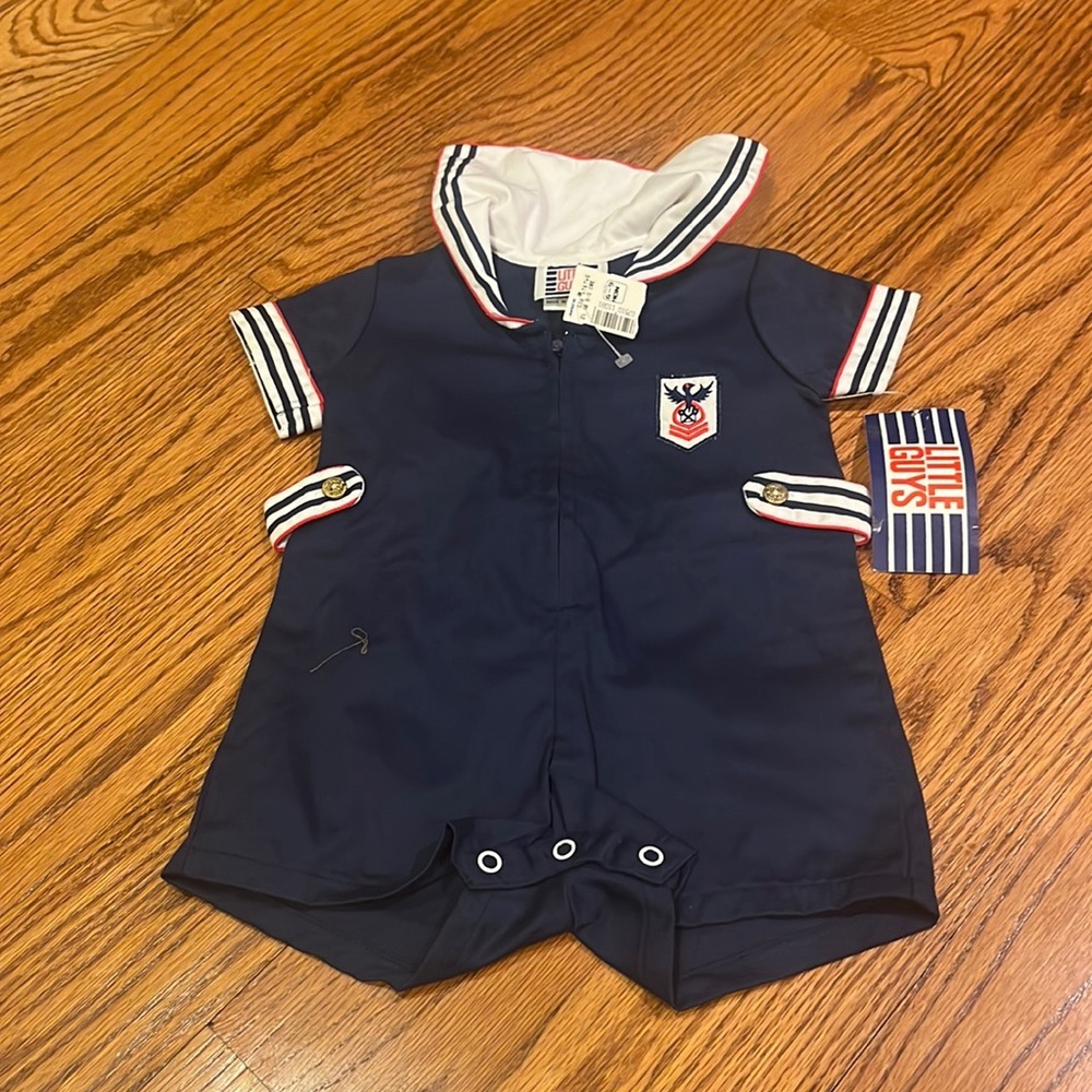 NWT Little Guys Boy’s Navy Sailer One Piece Size 6-9 Months